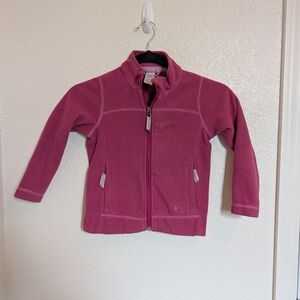 REI Girls Fleece Jacket XXS 4-5 Pink Full Zip Pockets Long Sleeve